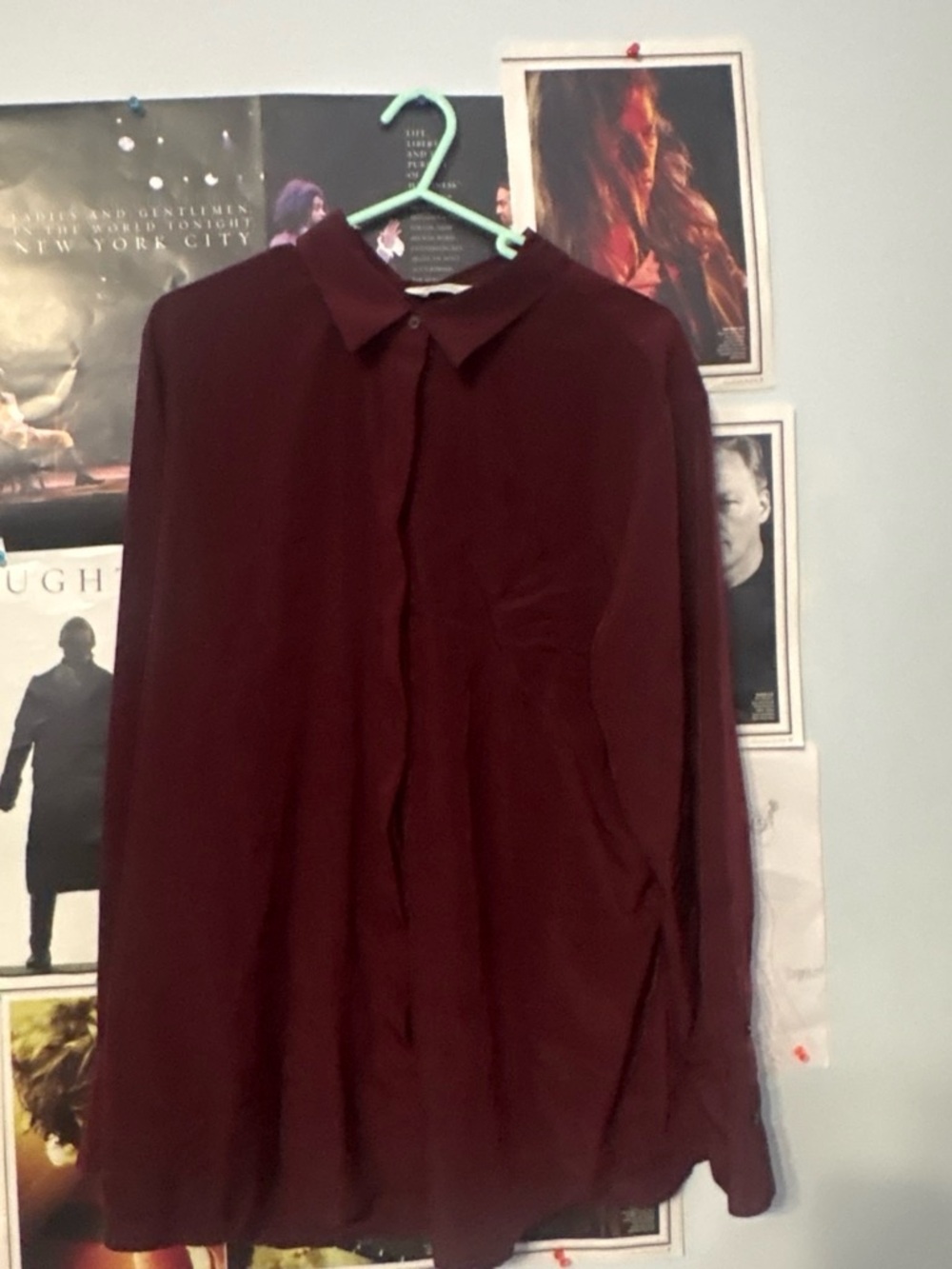 Men's Burgundy Button-Up Shirt